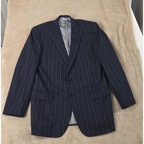 Brioni Wilkesh Bashford Wool Blazer Men 42R Super 150 Blue Striped 2 Buttons EUC